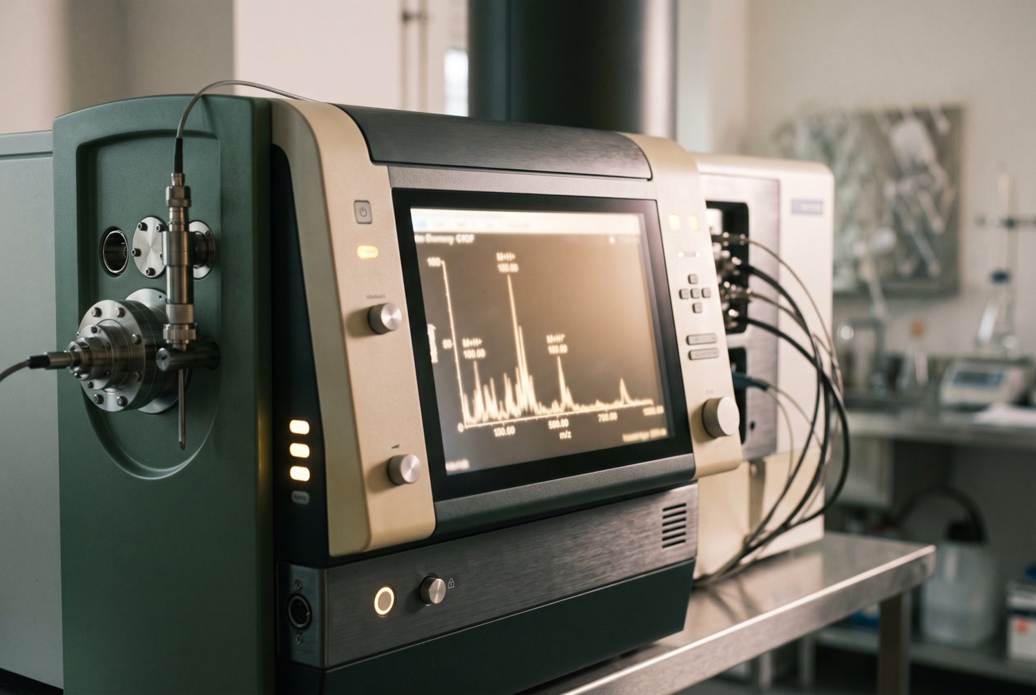 Espectr&oacute;metro de masas mostrando la identidad molecular del compuesto